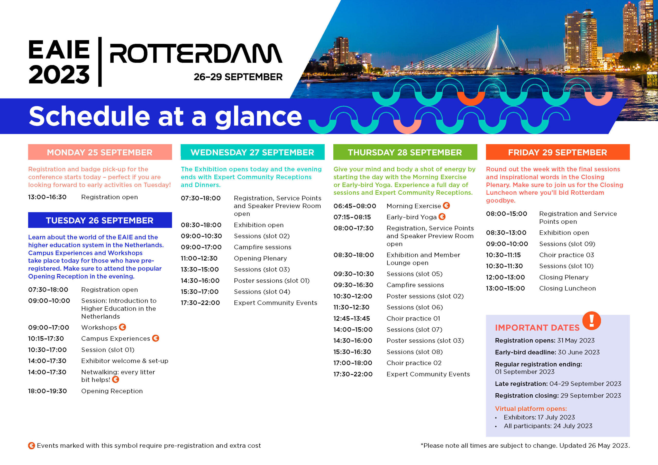 EAIE Rotterdam 2023_Schedule at a glance